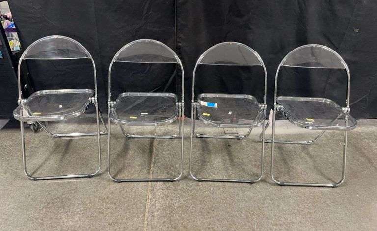 (4) Modern Metal Acrylic Folding Chair - Room Essentials