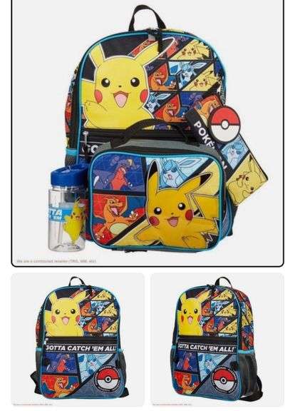 Pokemon Kids' 5pc 16" Backpack Set with Lunch Bag
