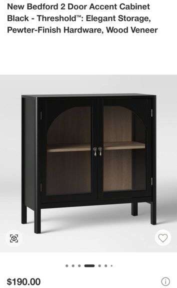 New Bedford 2 Door Accent Cabinet Black - Threshold™: Elegant Storage, Pewter-Finish Hardware, Wood Veneer