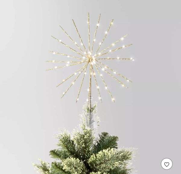 14" Pre-lit Dewdrop Glittered Starburst Christmas Tree Topper Champagne with Cool White Twinkle/Warm White Steady Lights - Wondershop™