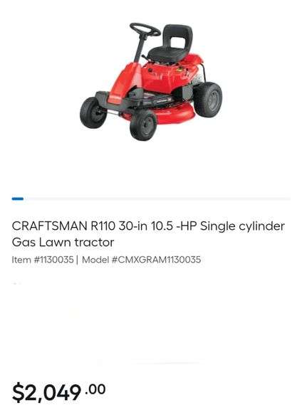 STILL IN THE ORIGINAL CRATE-CRAFTSMAN R110 30-in 10.5 -HP Single cylinder Gas Lawn tractor