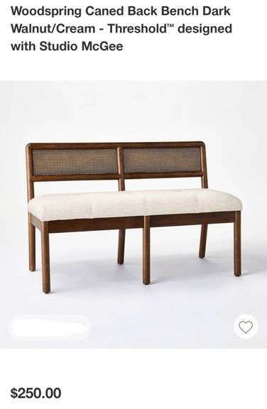 Woodspring Caned Back Bench Dark Walnut/Cream - Threshold™ designed with Studio McGee