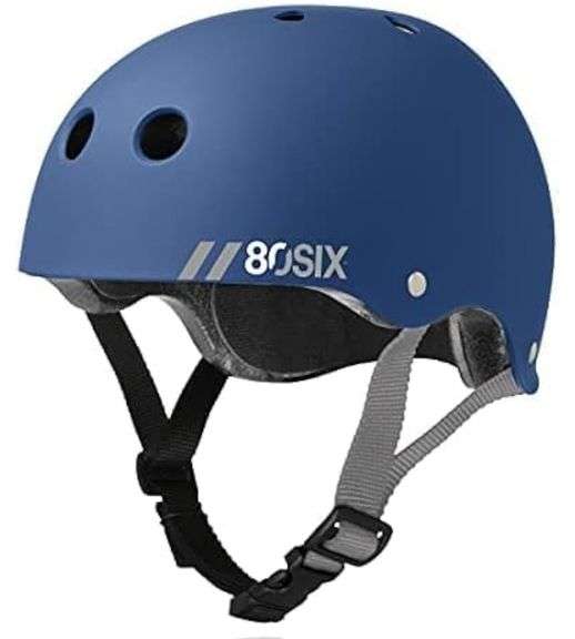 80Six Double Certified Skate Helmet for Boys Girls Age 5-14+, Triple Comfort & Protection, Perfect for Roller Skates, Bike, Scooter, BMX, Skateboard, Bike Helmet-Navy Matte