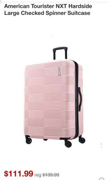 READ!! American Tourister NXT Hardside Large Checked Spinner Suitcase 28"