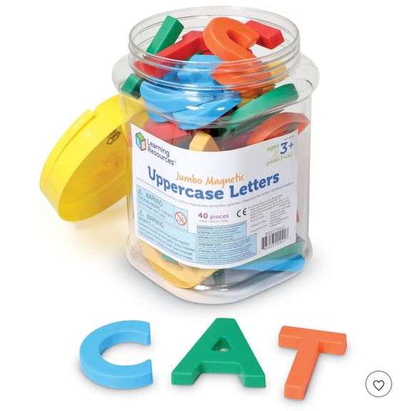 READ!! Learning Resources Jumbo Uppercase Magnetic Letters: Preschool Reading & Writing, Alphabet Magnets