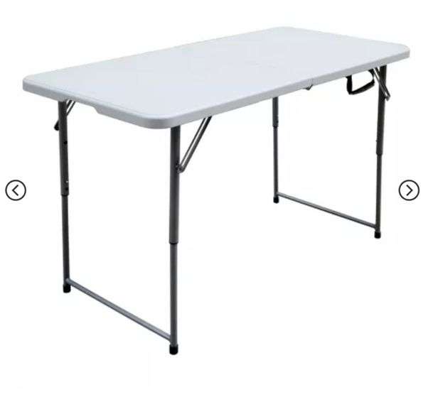 Peakform 4' Adjustable Height Folding Table Off-White