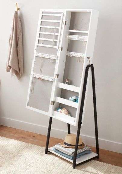 Jewelry Cabinet with Mirror - Brightroom™®
Full-Length Organizer, MDF, Rectangle, White, 60.75" Height, 5 Pieces