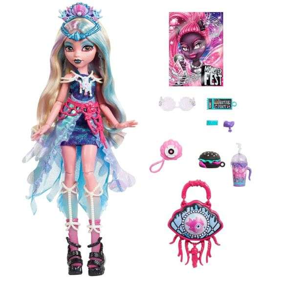Monster High Monster Fest Doll, Lagoona Blue with Glam Outfit & Festival Themed Accessories Like Snacks, Band Poster, Statement Bag & More