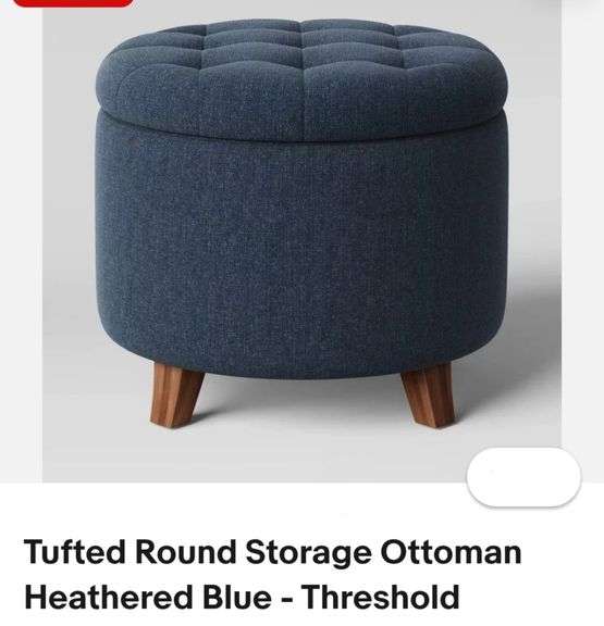 Tufted Round Storage Ottoman Heathered Blue - Threshold