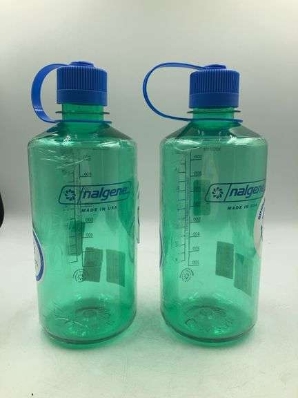 (2) Nalgene 32 fl oz Narrow Mouth Water Bottle, Pastel Green