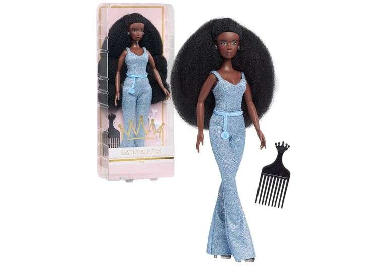 Naturalistas “Crown Collection” 11.5-inch Liya Fashion Doll and Accessories with 4C Textured Hair and Deep Brown Skin Tone by Purpose Toys