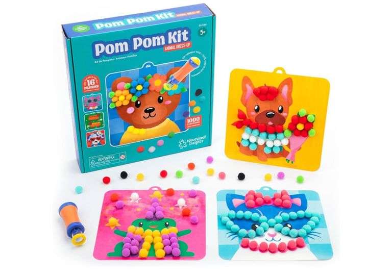 Educational Insights Pom Pom Kit - Arts and Crafts for Kids, Mess Free Crafting Supplies & Projects, Preschool Creativity, DIY Sensory Activity for Toddlers, Creative Gift, Girls and Boys Ages 5+