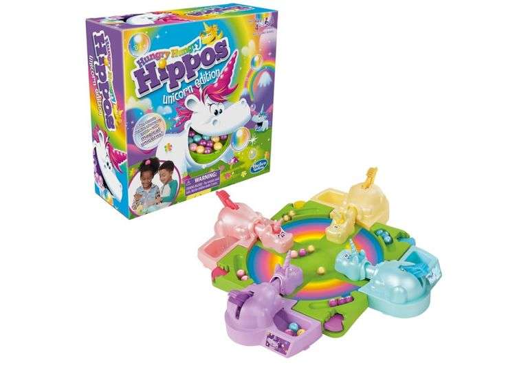 Hasbro Gaming Hungry Hippos Unicorn Edition Pre-School Board Game for Kids Ages 4 and Up; 2-4 Players (Amazon Exclusive)
