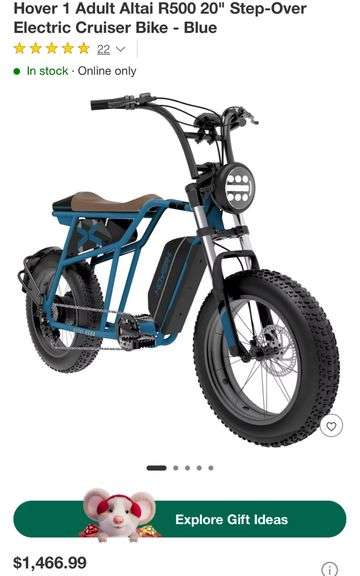 Hover 1 Adult Altai R500 20" Step-Over Electric Cruiser Bike - Blue