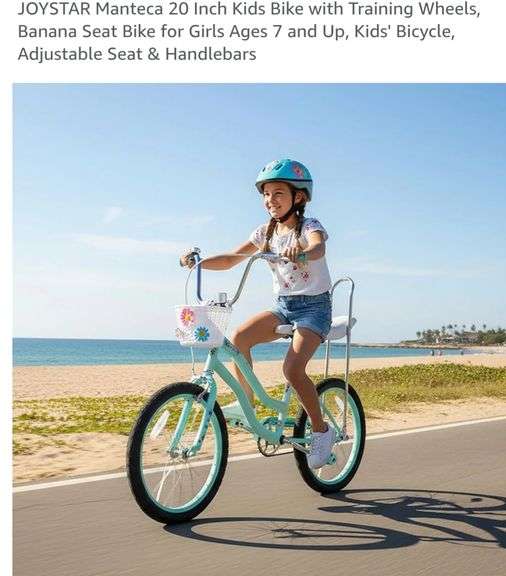 JOYSTAR Manteca 20 Inch Kids Bike with Training Wheels, Banana Seat Bike for Girls Ages 7 and Up, Kids' Bicycle, Adjustable Seat & Handlebars