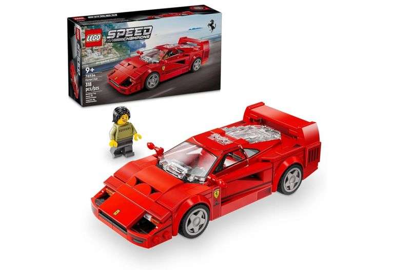 LEGO Speed Champions Ferrari F40 Supercar, Toy Car Model Building Set with Driver Minifigure, Collectible Ferrari Toy for Kids Ages 9 and Up, 76934