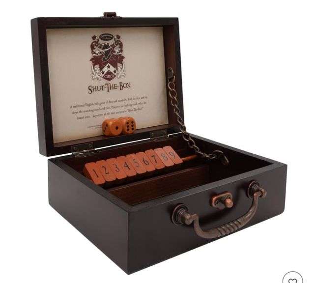 Front Porch Classics Circa Shut the Box Board Game: Math Focus, 20-60 Min Play, Includes Dice & Instructions