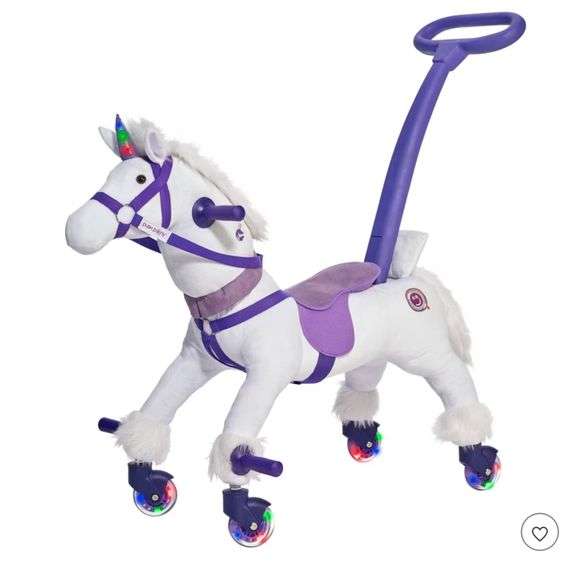 Power Pony Push Riding Toy - Crystal: Steel Pedal & Push, 3+ Years, 100 lb Capacity
