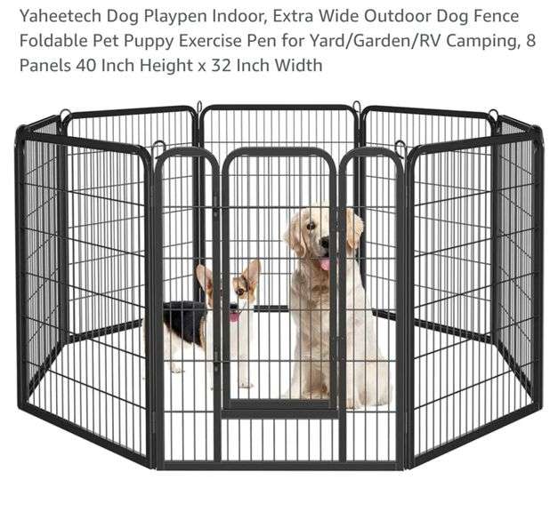 Dog Playpen,40" 8 Panels Portable Exercise Fence Heavy Duty Metal Pet Playpen Indoor Outdoor Pet Playpen For Small Medium Large Dogs - RV Camping Pen