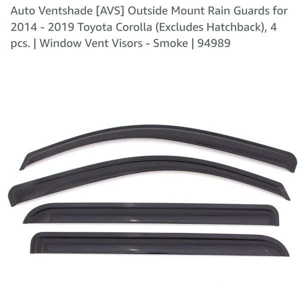 Auto Ventshade [AVS] Outside Mount Rain Guards for 2014 - 2019 Toyota Corolla (Excludes Hatchback), 4 pcs. | Window Vent Visors - Smoke | 94989