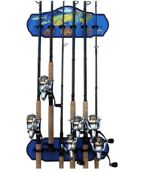 Rush Creek Creations Guy Harvey Bass Fishing Wall Storage Rack
