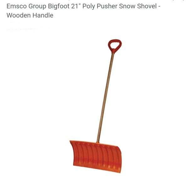 Emsco Group Bigfoot 21" Poly Pusher Snow Shovel Wooden Handle