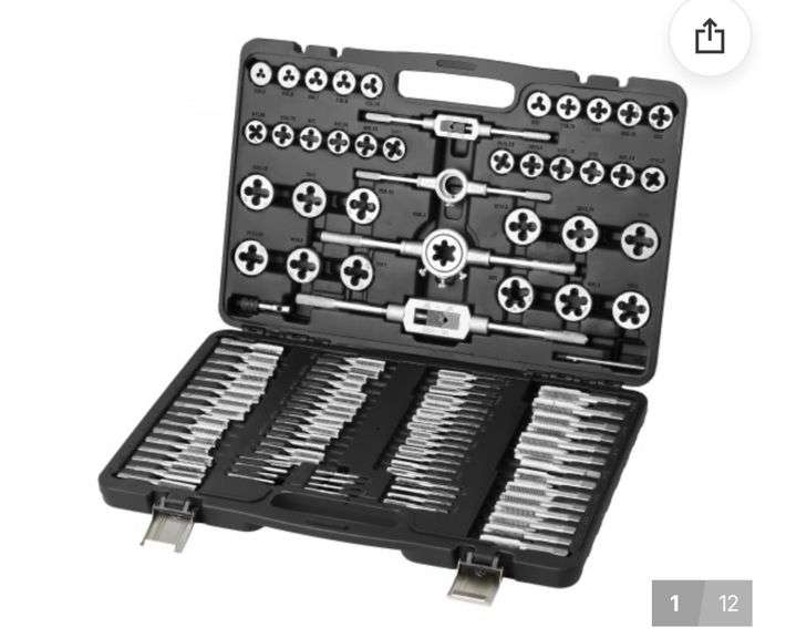VEVOR Tap and Die Set, 110-Piece Include Metric Size M2 to M18, Bearing Steel Taps and Dies, Essential Threading Tool for Cutting External Internal Threads, with Complete Accessories and Storage Case