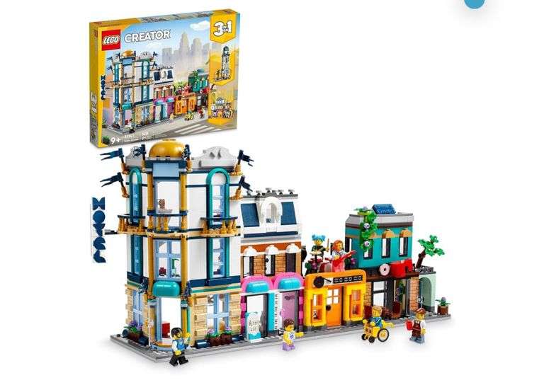 LEGO Creator Main Street 31141 Building Toy Set, 3 in 1 Features a Toy City Art Deco Building, Market Street Hotel, Café Music Store and 6 Minifigures, Endless Play Possibilities for Boys and Girls