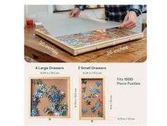 PlayVibe Puzzle Locker 1500 Piece Puzzle Board with Drawers and Cover - Solve Station - Sturdy Puzzles Table with 6 Drawers 27" x 35" - Jigsaw Portable Wooden Puzzles Tray Accessories