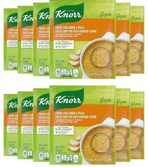 (2) Knorr Sopa Pasta Soup Mix Boxes, Chicken 3.5 oz (Pack of 12 in each) EXP NOV2725