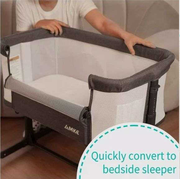 AMKE Baby Bassinets, Bedside Sleeper,All mesh, grey