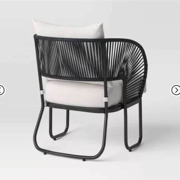 2pc Mackworth Rope Outdoor Patio Club Chairs Black - Threshold™: Weather-Resistant Steel Frame, Polyester Cushions