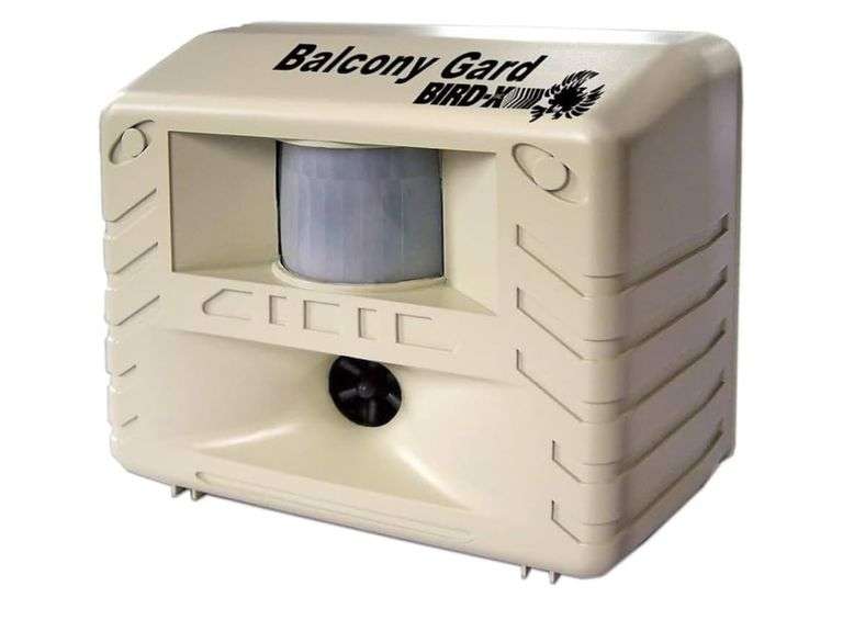 Bird-X Balcony Gard, Ultrasonic Bird Preventer, Outdoor Bird Decoy with Motion-Sensor, Easy to Install, Covers up to 900 sq. ft., 15 to 25 kHz Frequency, 6.75" x 5.5" x 3.5"
