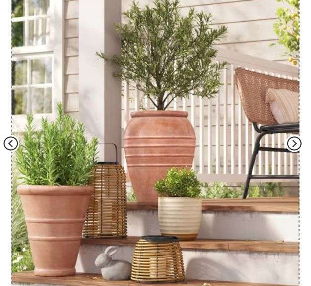 Classic Ribbed Composite Indoor Outdoor Planter Pot Terracotta Pink - Threshold™