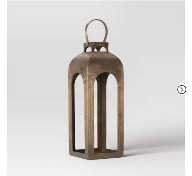 Pillar Cast Aluminum Lantern Candle Holders Gold - Threshold™