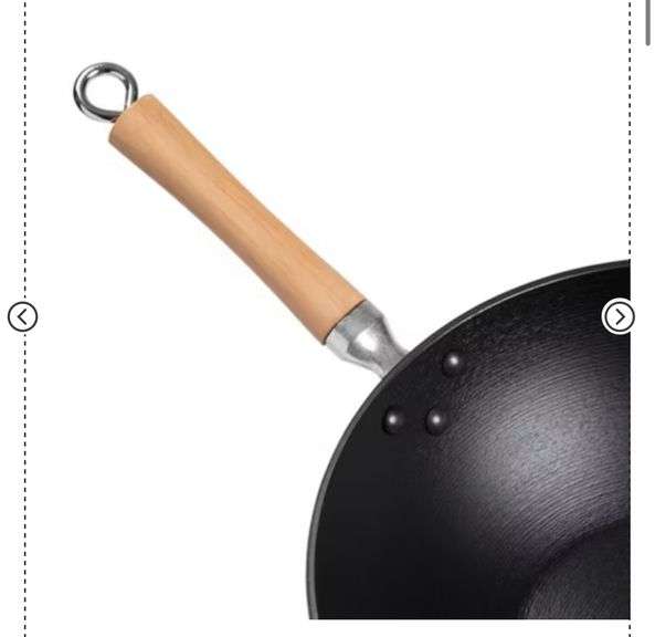 Joyce Chen Professional Series 14-Inch Preseasoned Cast Iron Flat Bottom Wok with Maple Handle