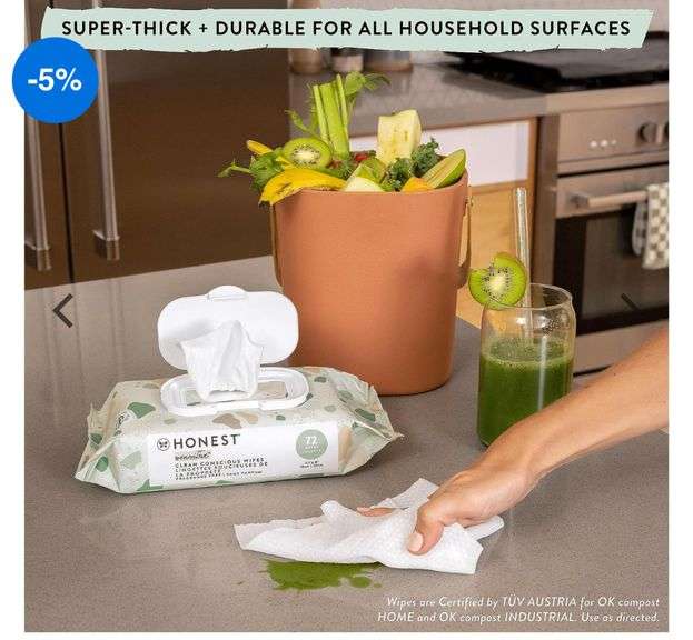 The Honest Company Clean Conscious Unscented Wipes | Over 99% Water, Compostable, Plant-Based, Baby Wipes | Hypoallergenic for Sensitive Skin, EWG Verified | Geo Mood, 576 Count