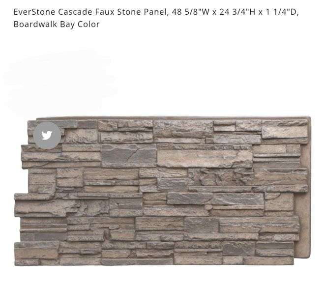 EverStone Cascade Faux Stone Panel, 48 5/8"W x 24 3/4"H x 1 1/4"D, Boardwalk Bay Color