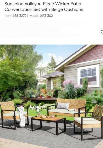 Sunshine Valley 4 -Piece Wicker Patio Conversation Set with Beige Cushions