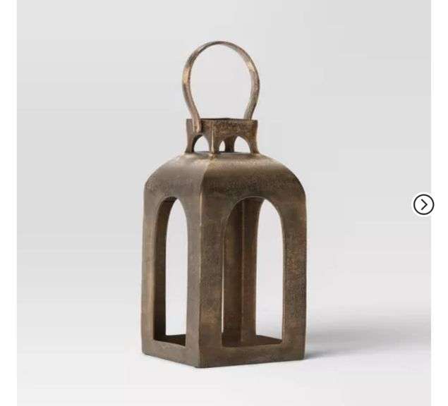 Pillar Cast Aluminum Lantern Candle Holders Gold - Threshold™