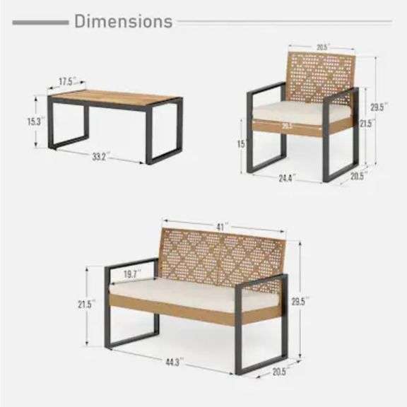 Sunshine Valley 4 -Piece Wicker Patio Conversation Set with Beige Cushions