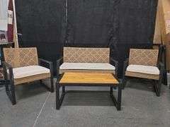 Sunshine Valley 4 -Piece Wicker Patio Conversation Set with Beige Cushions