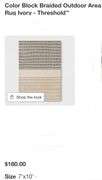 Color Block Braided Outdoor Area Rug Ivory - Threshold 7'x10'