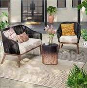 Color Block Braided Outdoor Area Rug Ivory - Threshold 7'x10'