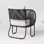 2pc Mackworth Rope Outdoor Patio Club Chairs Black - Threshold™: Weather-Resistant Steel Frame, Polyester Cushions