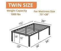 ZIYOO Twin Bed Frames, 18 Inches Platform Bed Frame, 1000lbs Heavy Duty Steel Slat, Non-Slip Design, No Box Spring Needed, Easy Assembly, Quiet Noise Free, Under Bed Storage Space, Black