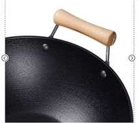 Joyce Chen Professional Series 14-Inch Preseasoned Cast Iron Flat Bottom Wok with Maple Handle