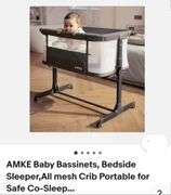 AMKE Baby Bassinets, Bedside Sleeper,All mesh, grey
