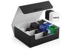 (2) Mlikero Card Deck Case for Trading Cards, 1800+ Capacity, 10 Dividers and 3 Foam Stoppers, Leather Magnetic Closure, Game and Sport Cards