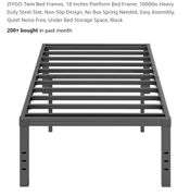 ZIYOO Twin Bed Frames, 18 Inches Platform Bed Frame, 1000lbs Heavy Duty Steel Slat, Non-Slip Design, No Box Spring Needed, Easy Assembly, Quiet Noise Free, Under Bed Storage Space, Black